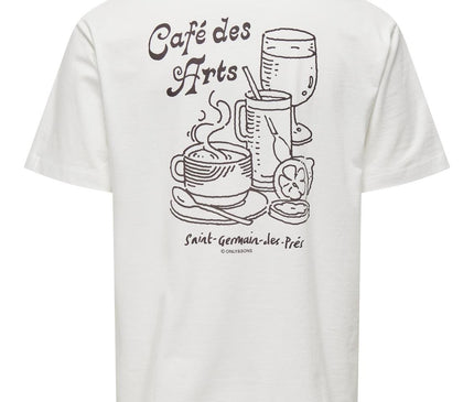 Only & Sons Troy Relax T-Shirt Cafe des Arts White Backprint 