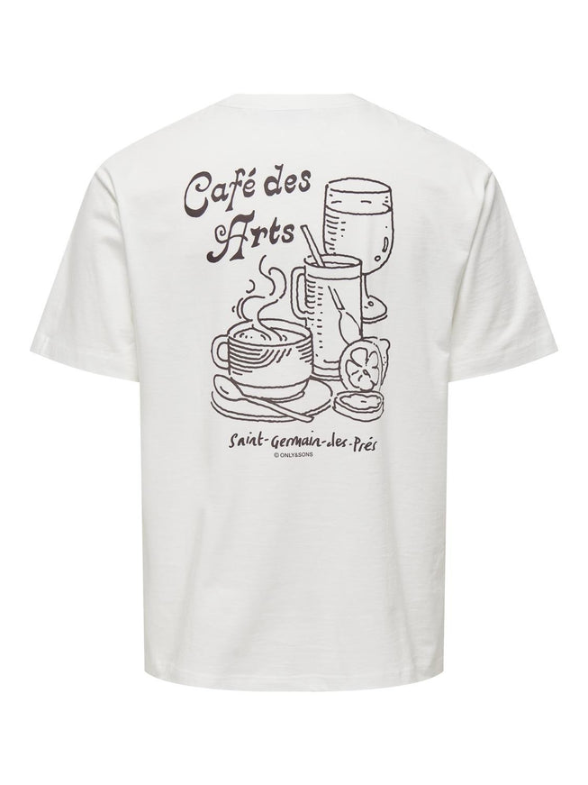 Only & Sons Troy Relax T-Shirt Cafe des Arts White Backprint 