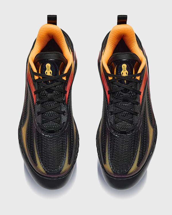 Anta Shock Wave 8 Basketbalschoen Zwart Geel bovenaanzicht