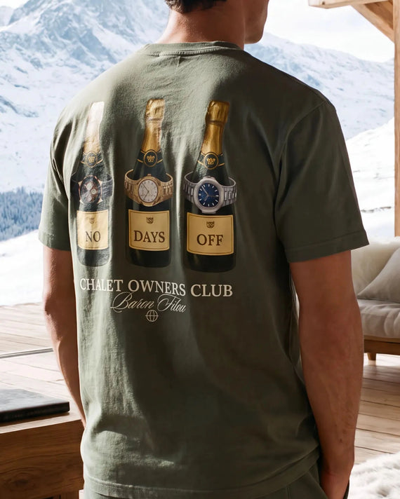 Baron Filou T-shirt Oversized Bottles and Watches Olijfgroen