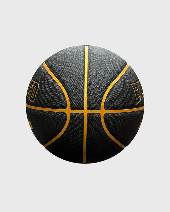 Burned In/Outdoor Basketbal Black Gold, maat 7, vrijstaand op grijze achtergrond - Burned Sports