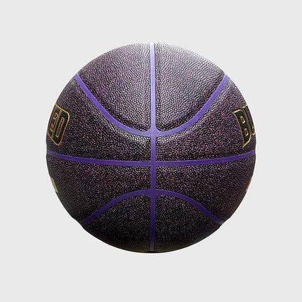 Burned In/Outdoor Basketbal Black Purple LA Glitter, maat 7, vrijstaand op grijze achtergrond - Burned Sports