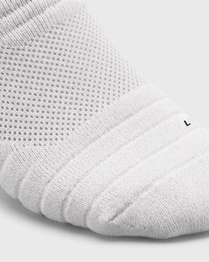 Burned Elite Performance Sock in wit, detailopname van het fijne gaas en de teen - Burned Sports