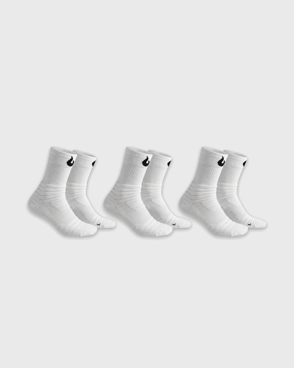 Burned Elite Performance Sock in wit, 3 paar naast elkaar - Burned Sports