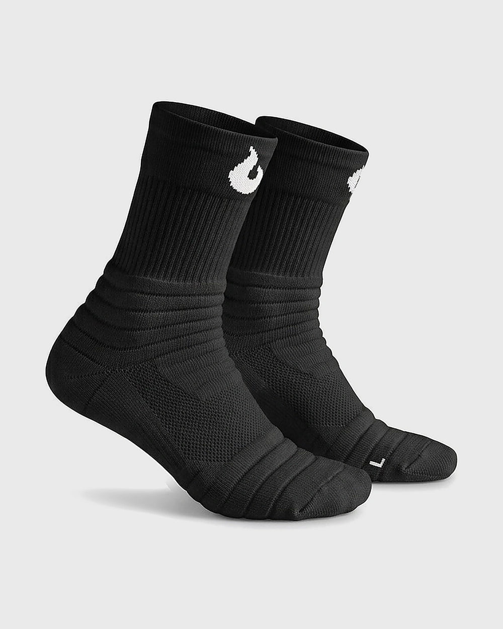 Burned Elite Performance Sock in zwart, paar, zijaanzicht - Burned Sports