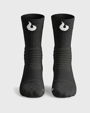 Burned Elite Performance Sock in zwart, vooraanzicht van het paar, linker- en rechtersok - Burned Sports