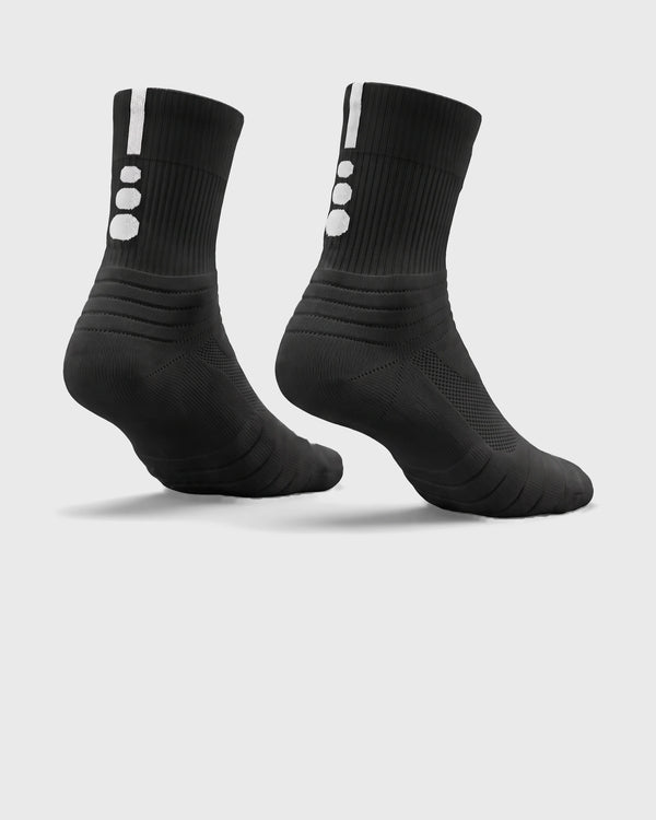 Burned Elite Performance Sock in zwart, achterkant, schuin van achteren - Burned Sports
