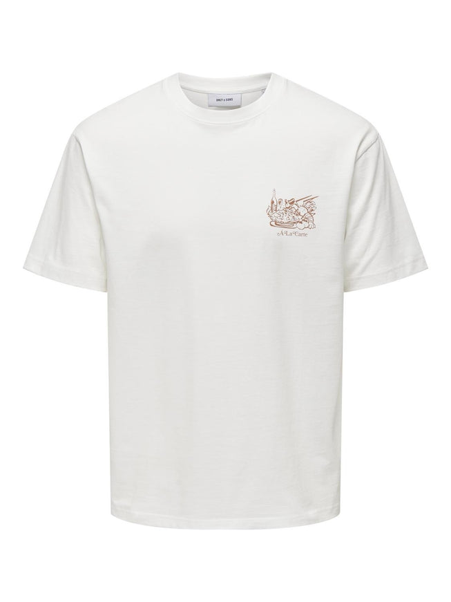 Only & Sons Troy Relax T-Shirt A La Carte White frontprint 