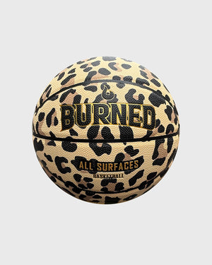 Burned In/Outdoor Basketbal Cheetah Print, maat 7, vrijstaand op grijze achtergrond - Burned Sports