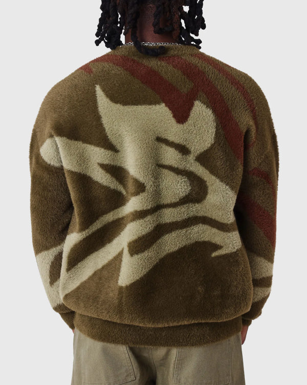 Project X Paris Mohair Animal Trui Olijfgroen achteraanzicht