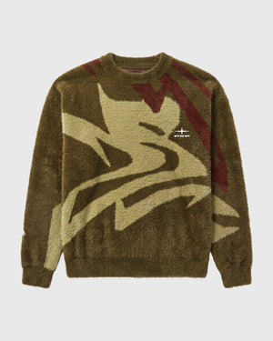Project X Paris Mohair Animal Trui Olijfgroen no model