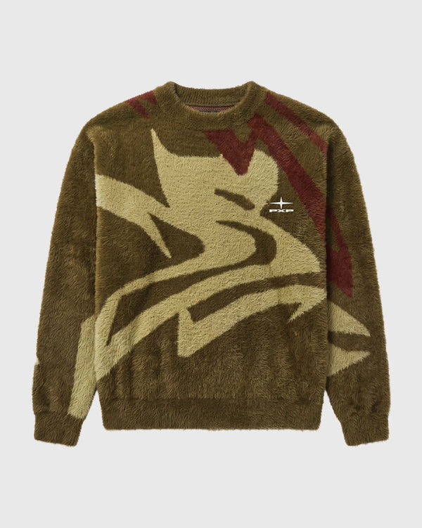 Project X Paris Mohair Animal Trui Olijfgroen no model