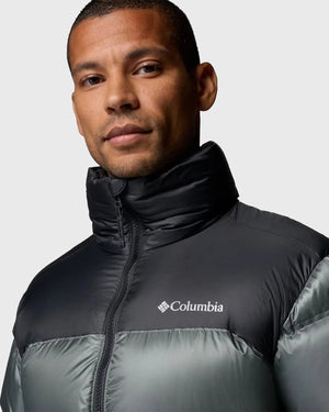Columbia Powder Keg Heat Seal Down Puffer Groen Grijs nek cu