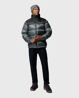 Columbia Powder Keg Heat Seal Down Puffer Groen Grijs ver aanzicht