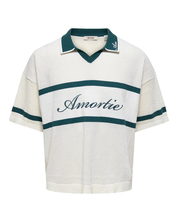 Only & Sons Sace Life Split Neck Polo Wit Groen