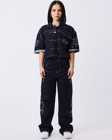 Project X Paris Dames Denim Loose Donkerblauw