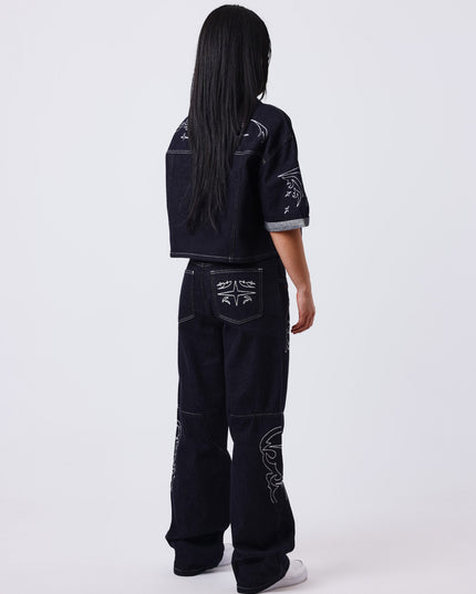 Project X Paris Dames Denim Loose Donkerblauw