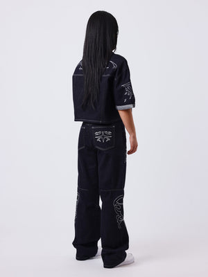 Project X Paris Dames Denim Loose Donkerblauw