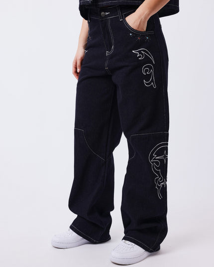 Project X Paris Dames Denim Loose Donkerblauw