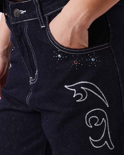 Project X Paris Dames Denim Loose Donkerblauw