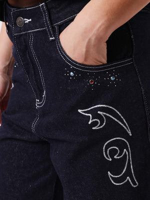 Project X Paris Dames Denim Loose Donkerblauw