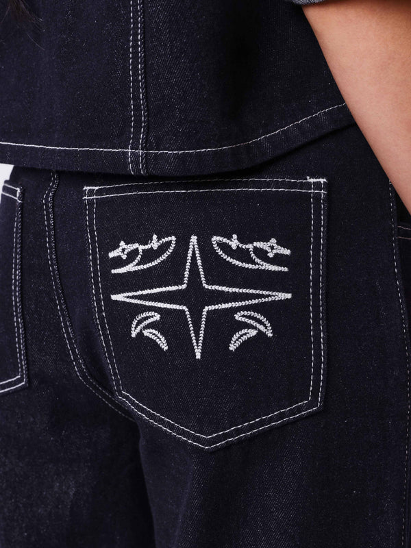 Project X Paris Dames Denim Loose Donkerblauw