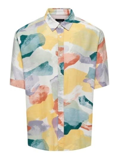 Only-&-Sons Bud-Viscose-Relaxed-Shirt-Lemonade-Voorkant