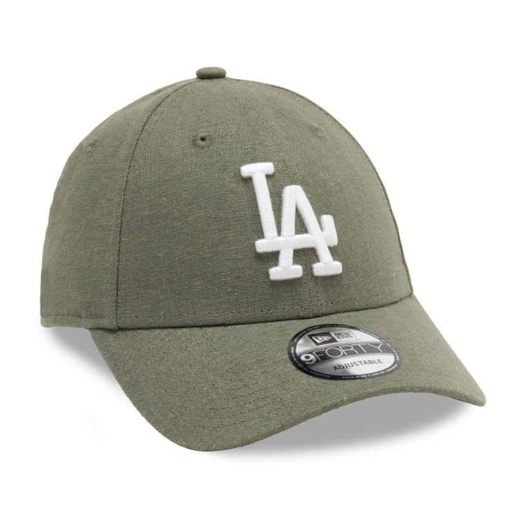 New-Era-Los-Angeles-Dodgers-Linnen-9Forty-Cap-Groen-Left-Side