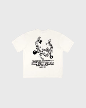 Goodies Sportive Chain Tee wit, achterkant met het getekende kettingartwork in zwart.