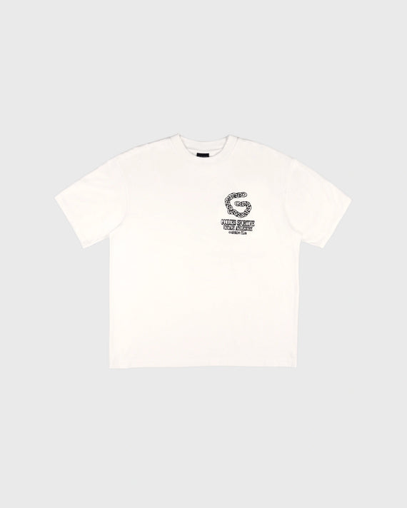 Goodies Sportive Chain Tee wit, vooraanzicht met klein kettinglogo op de borst.