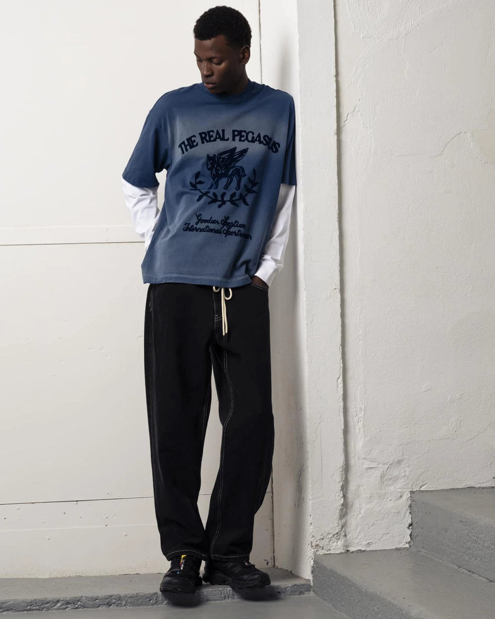 Goodies Sportive Real Pegasus Longsleeve Blau Vorderansicht