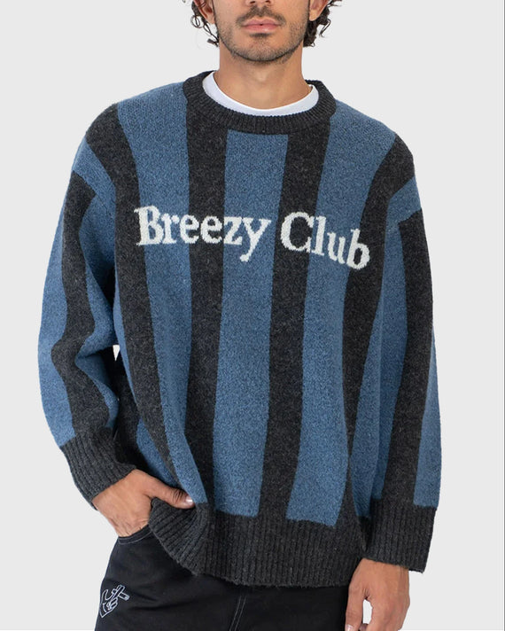Kaotiko Breeze Club Striped Sweater Zwart Navy
