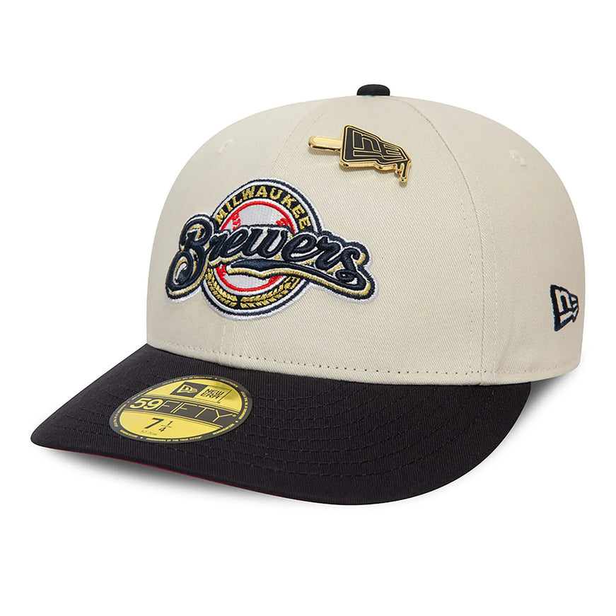 Milwaukee-Brewers-MLB-Pin-Low-Profile-59FIFTY-fitted-Cap-Voorkant-schuin