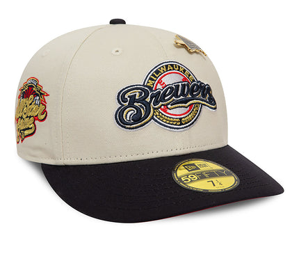 Milwaukee-Brewers-MLB-Pin-Low-Profile-59FIFTY-fitted-Cap-Voorkant-schui-links