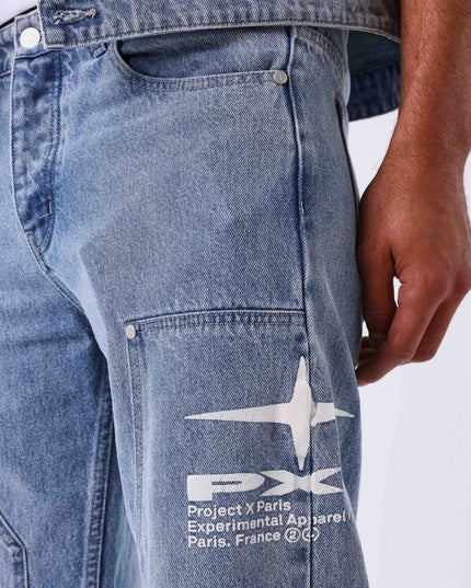 Project X Paris Double Knee Denim Blauw