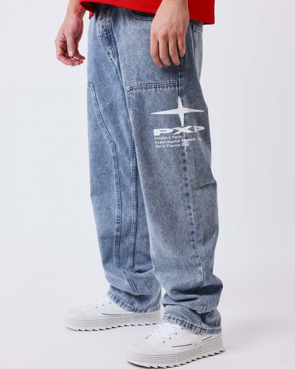 Project X Paris Double Knee Denim Blauw