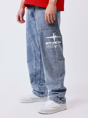 Project X Paris Double Knee Denim Blauw