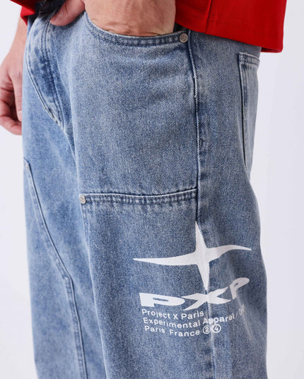 Project X Paris Double Knee Denim Blauw