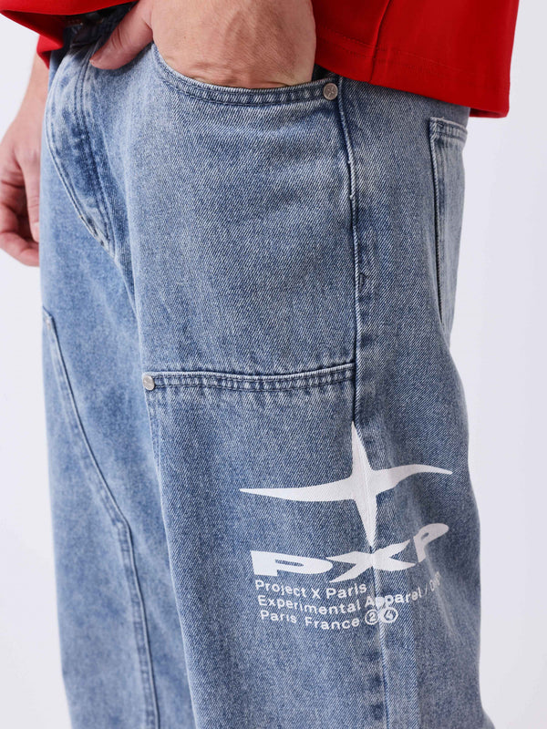 Project X Paris Double Knee Denim Blauw