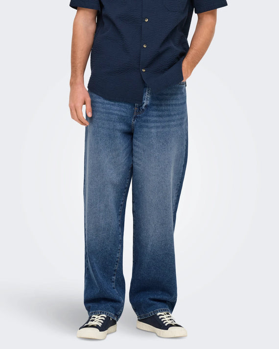 Only & Sons Fade Loose Jeans Blauw