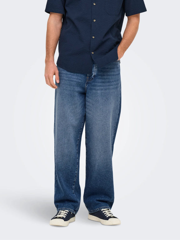 Only & Sons Fade Loose Jeans Blauw
