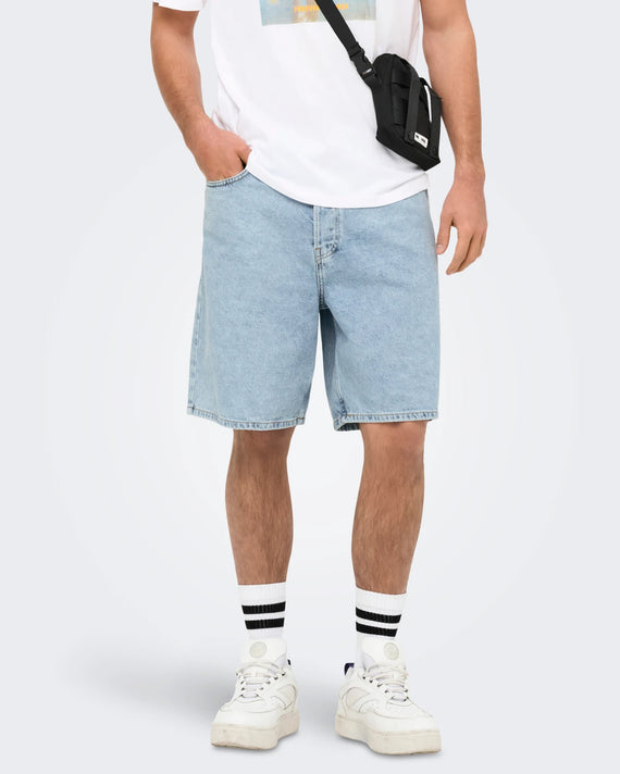 Only & Sons Fade Loose Denim Short