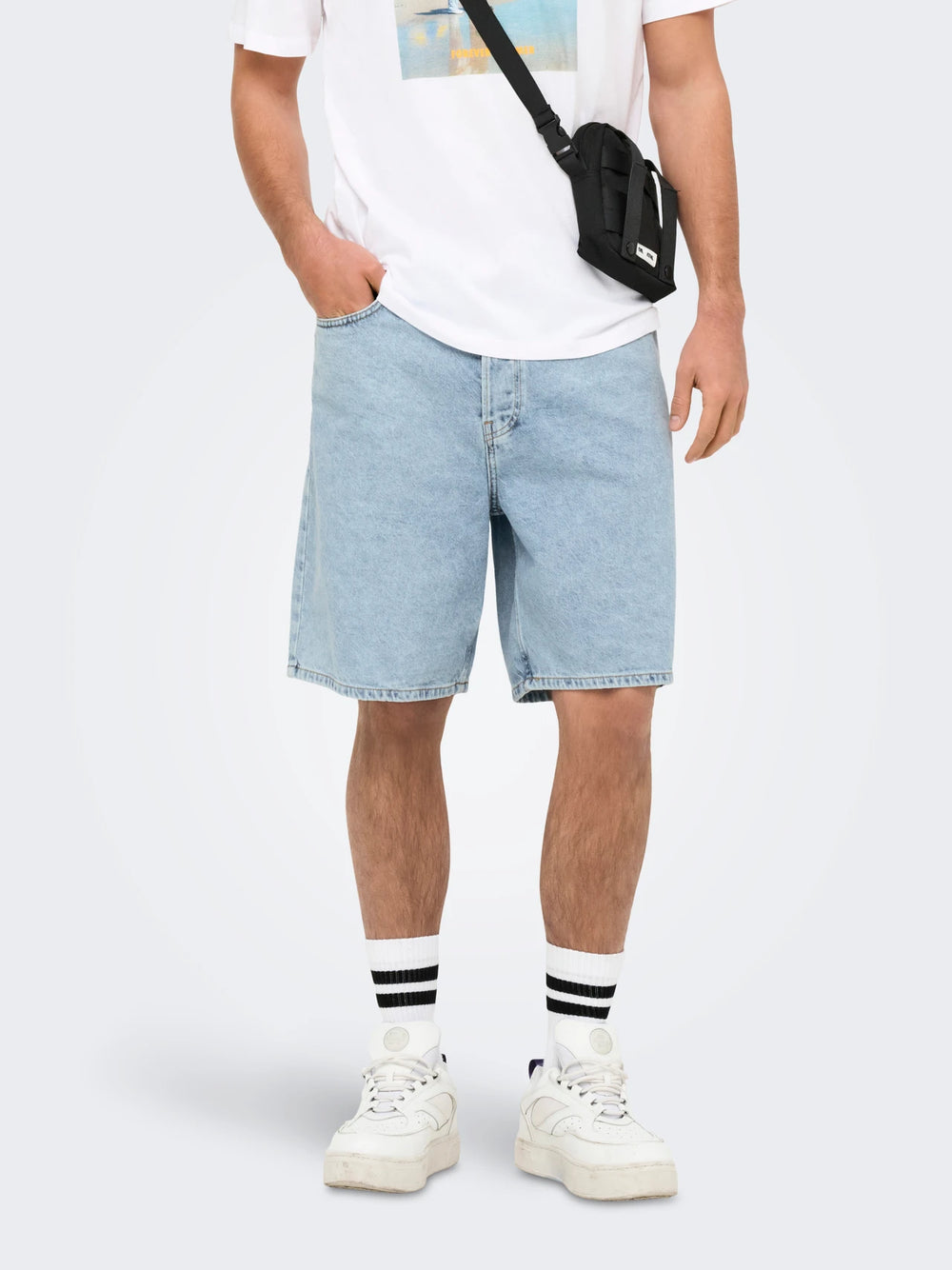 Only & Sons Fade Loose Denim Short