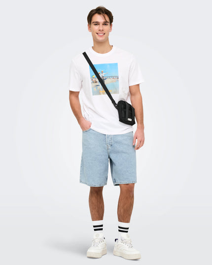 Only & Sons Fade Loose Denim Short
