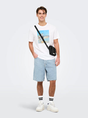 Only & Sons Fade Loose Denim Short