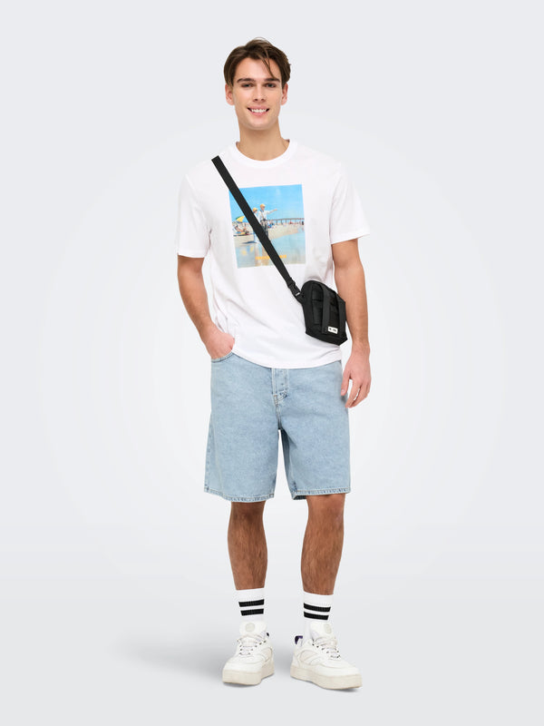 Only & Sons Fade Loose Denim Short