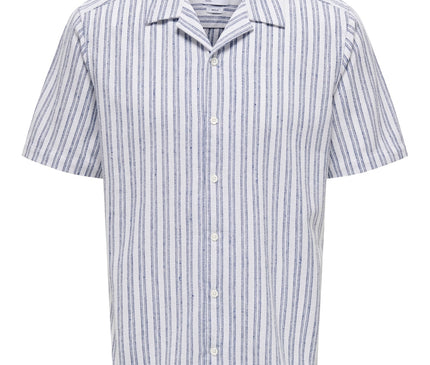 True SS Struc Stripe Shirt Blauw