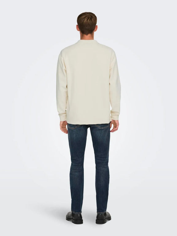 Only & Sons Bernard Rlx Longsleeve Polo Wit