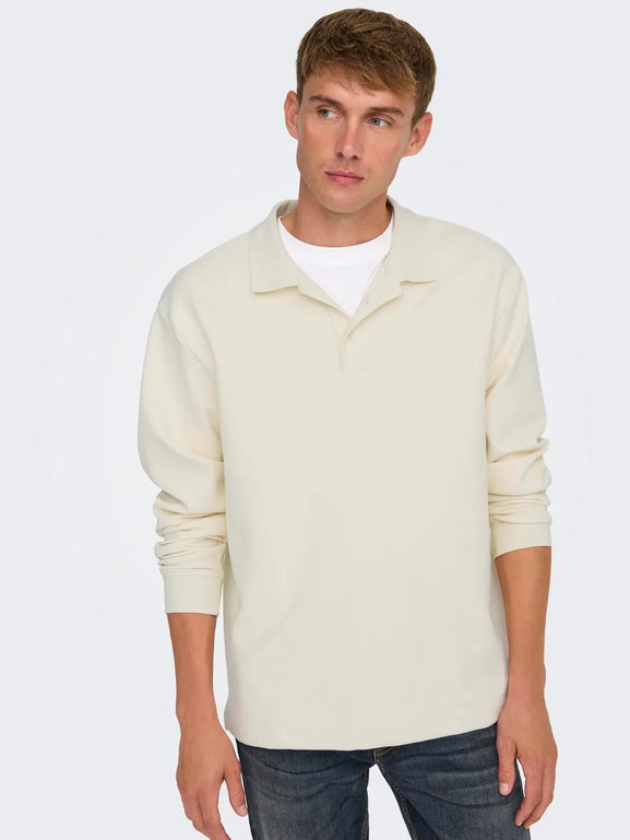 Only & Sons Bernard Rlx Longsleeve Polo Wit