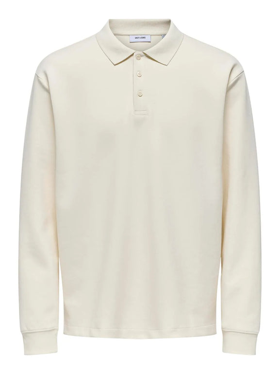 Only & Sons Bernard Rlx Longsleeve Polo Wit